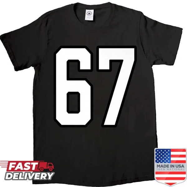 Sports jersey shirt with number 67 design