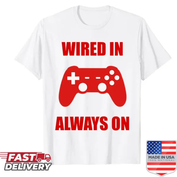 Dedicated gamer shirt with a tech life graphic.