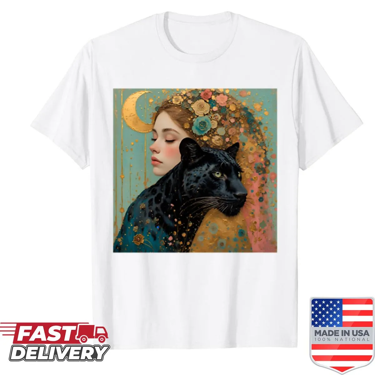 Illustrative shirt featuring a black panther for women.