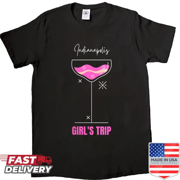 Graphic of tropical drinks on a beach-themed shirt for girls' trips