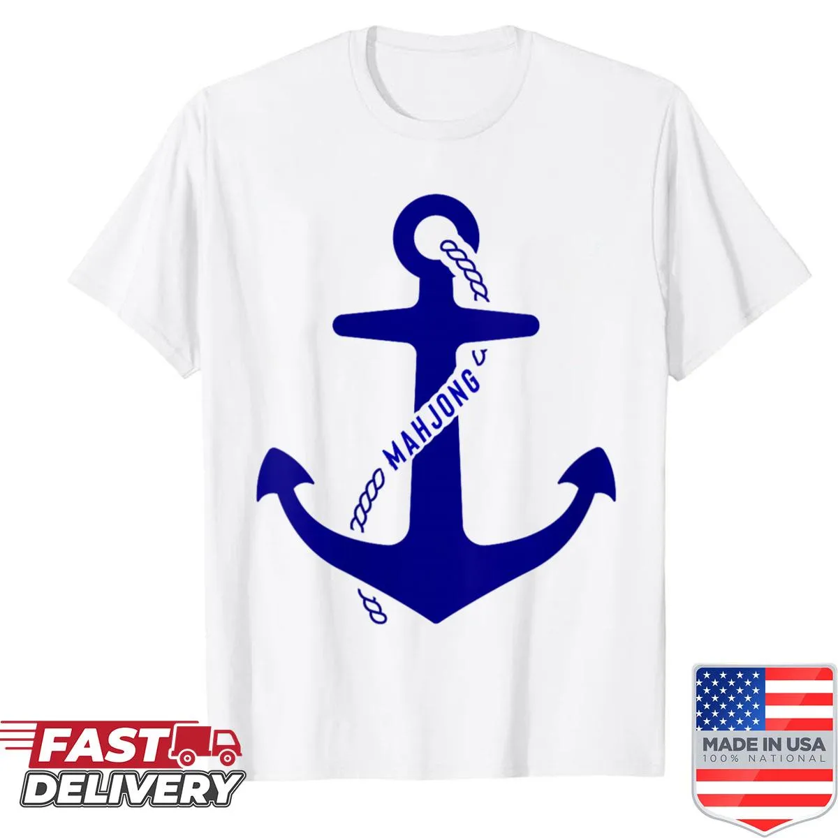 Mahjong themed graphic shirt with anchor cables