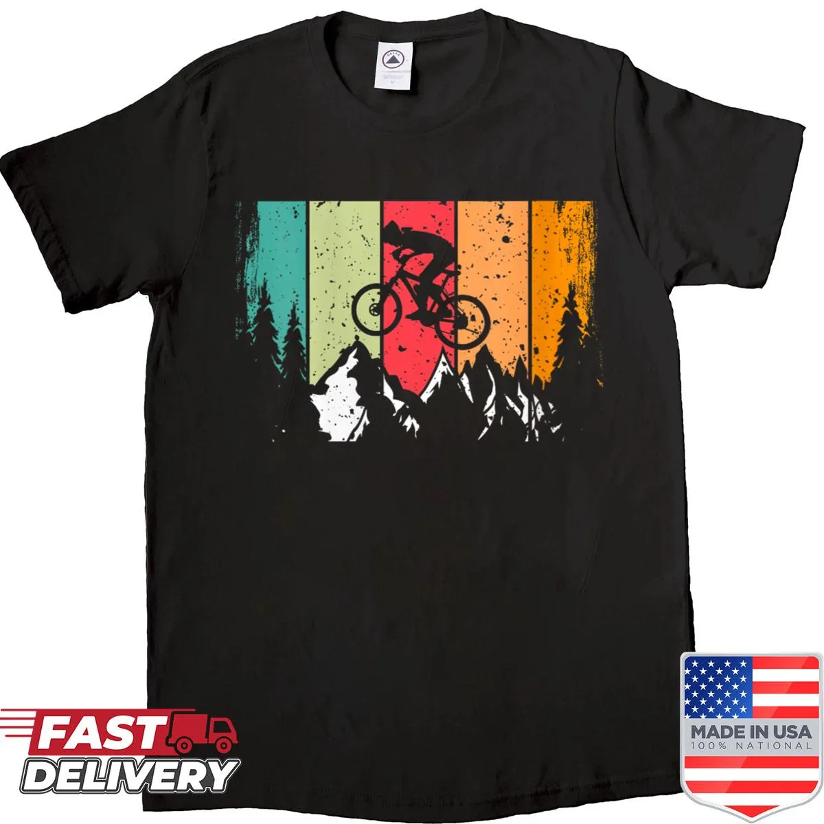 Funny mountain bike rider design on a t-shirt