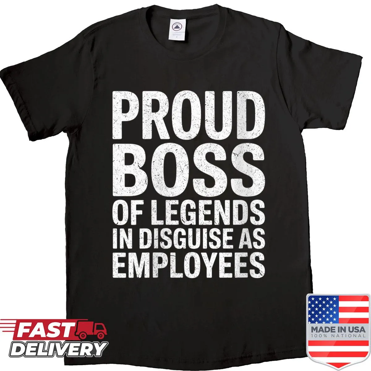 Funny shirt with text about bosses and employees