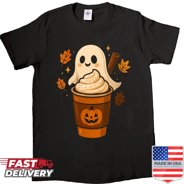 Cute pumpkin spice ghost coffee graphic