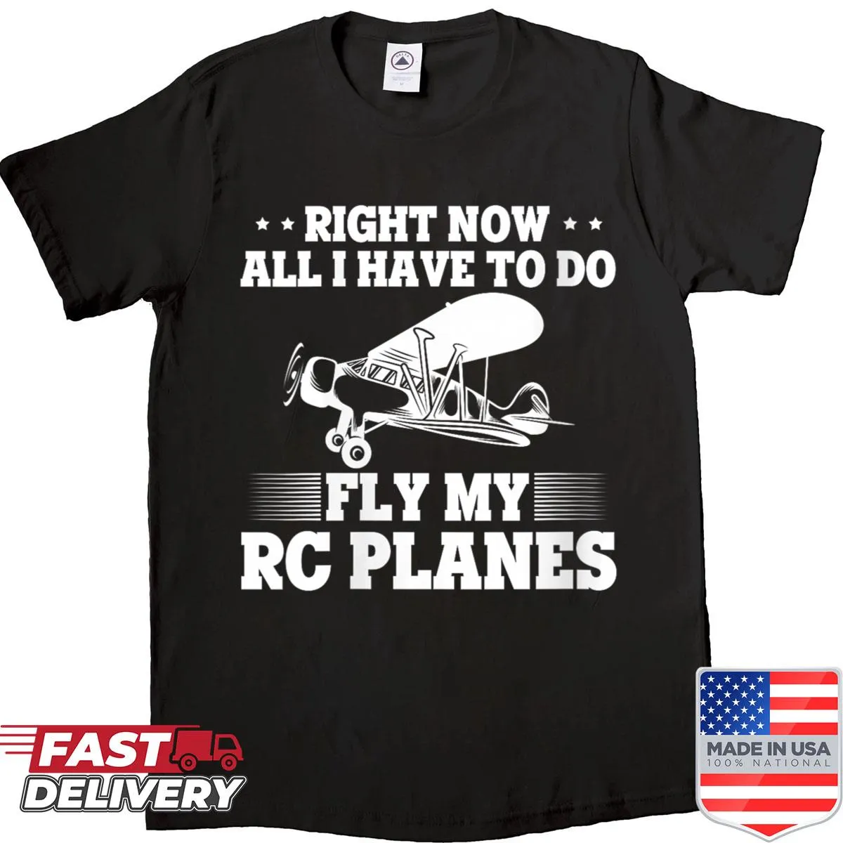 Shirt with text about wanting sky time with RC planes