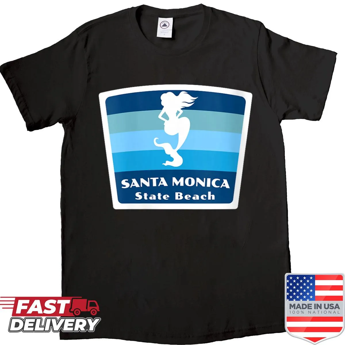 Mermaid souvenir shirt with beach-themed illustration and text