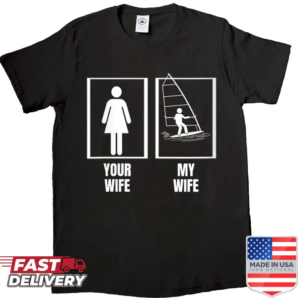 Funny windsurfing-themed shirt for couples