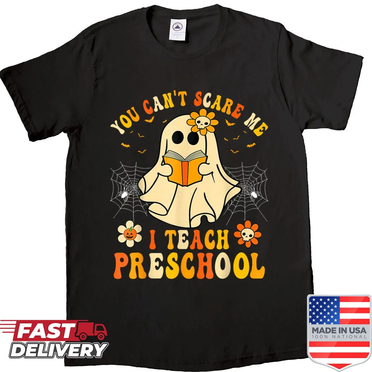 Funny Halloween shirt for preschool teachers with ghost design