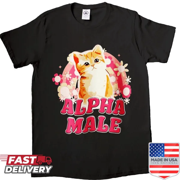 Funny shirt with text declaring 'Alpha Male'