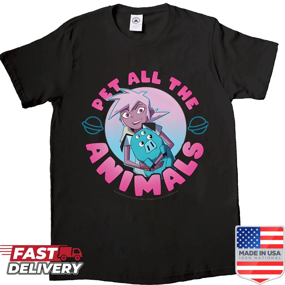 Cartoon adventure shirt featuring whimsical mutant animals