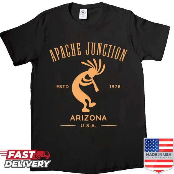 Dancing Kokopelli design shirt representing Apache Junction