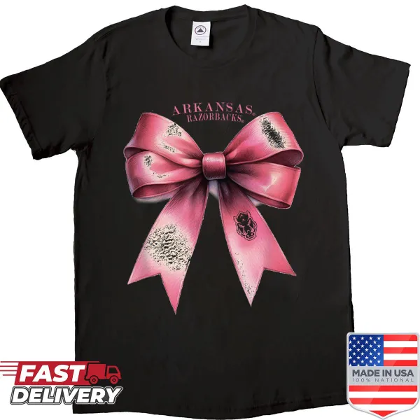 Officially licensed Arkansas Razorbacks T-shirt with bow design