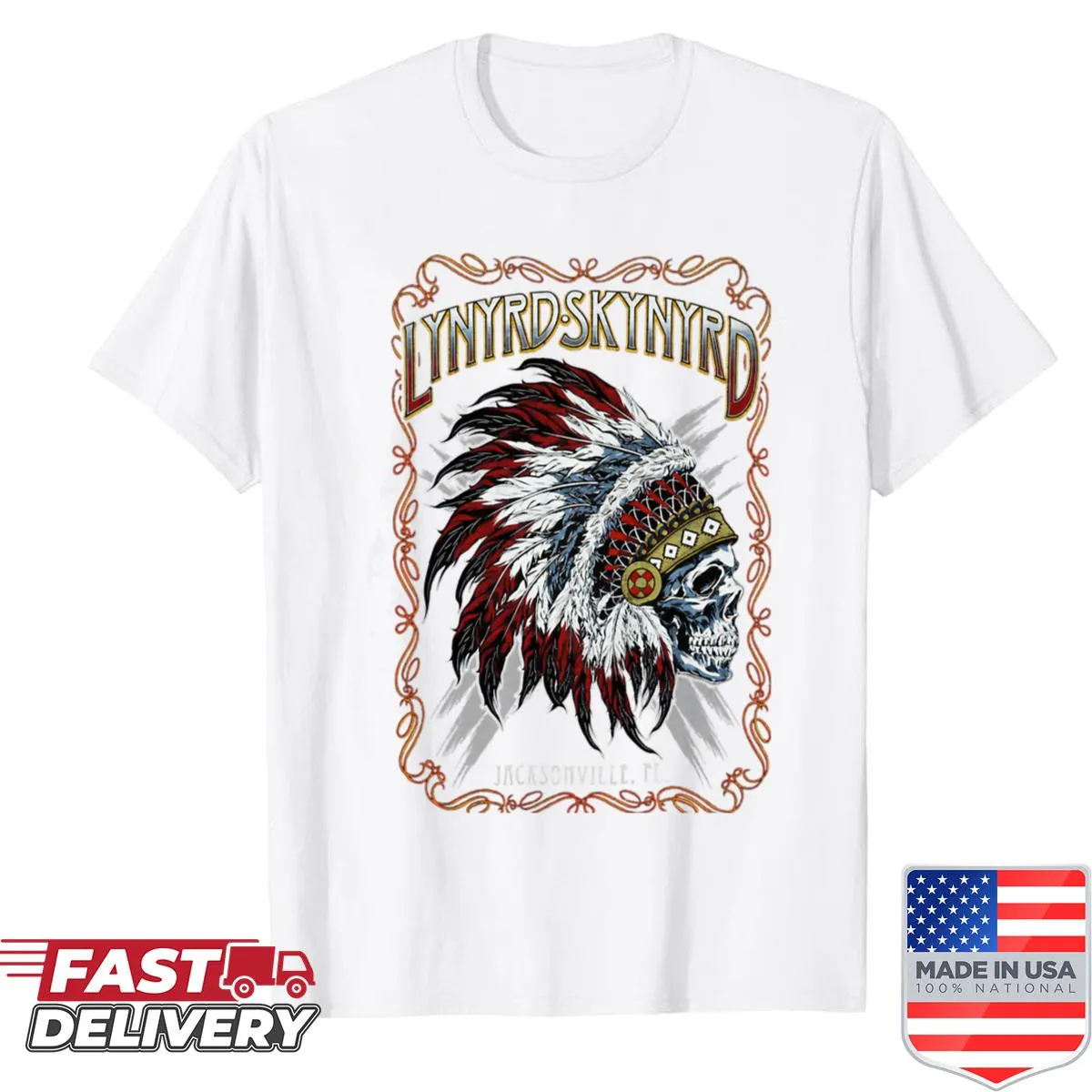 Vintage-inspired band logo shirt with distressed design