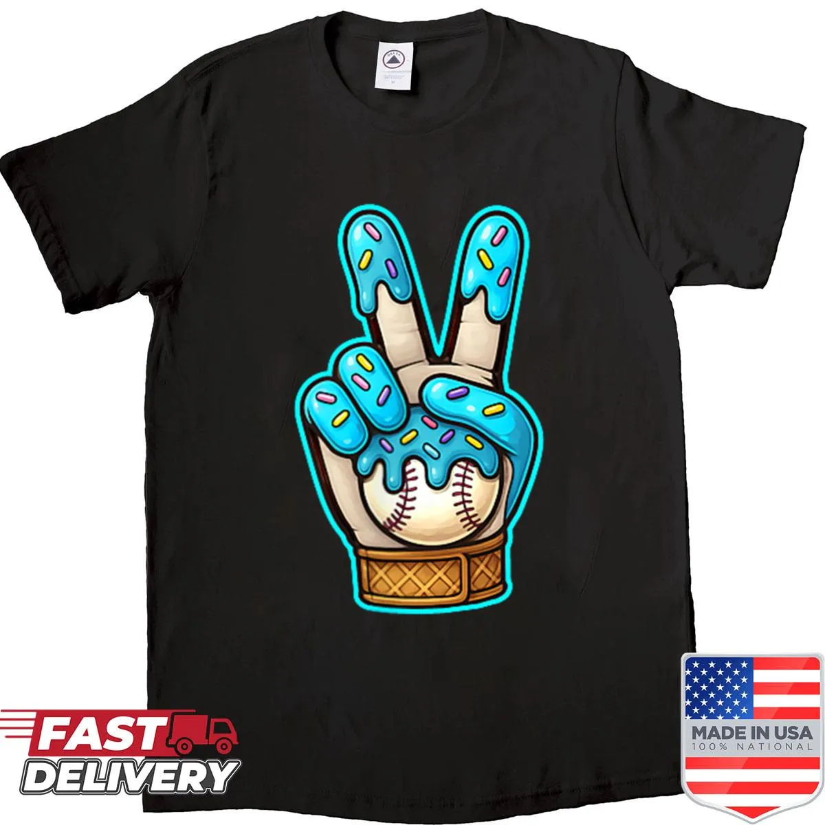 Artistic shirt combining baseball and ice cream designs