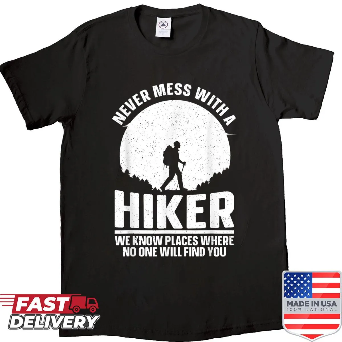 Inspiring hiking-themed graphic on an outdoor shirt