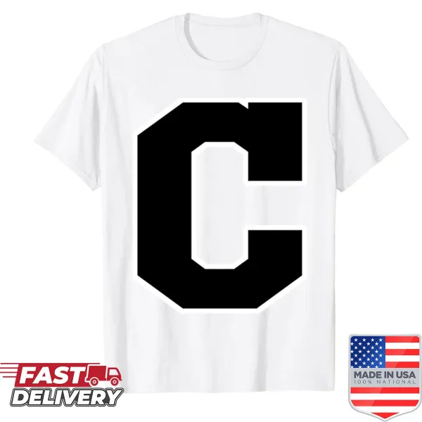 Minimalist outline of the letter 'C' on a casual tee.