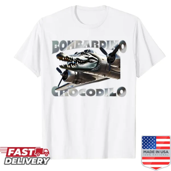 Cartoon meme t-shirt featuring Bombardino Crocodilo design