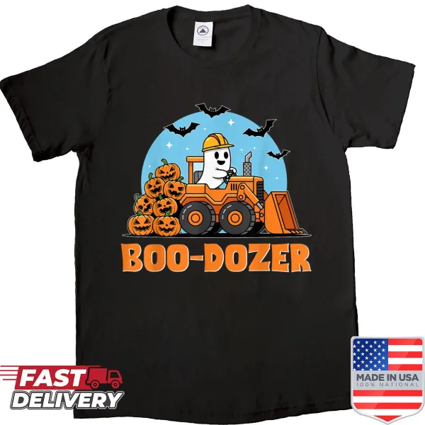 Cute bulldozer Halloween t-shirt for kids with spooky design