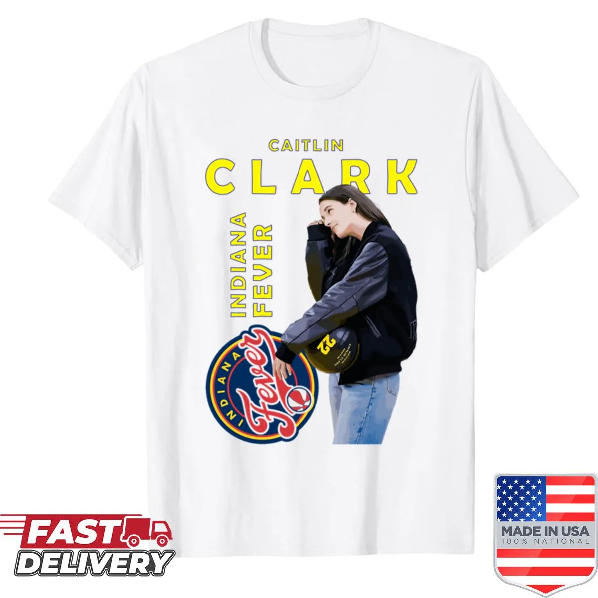 Shirt featuring Caitlin Clark's name and jersey number 22