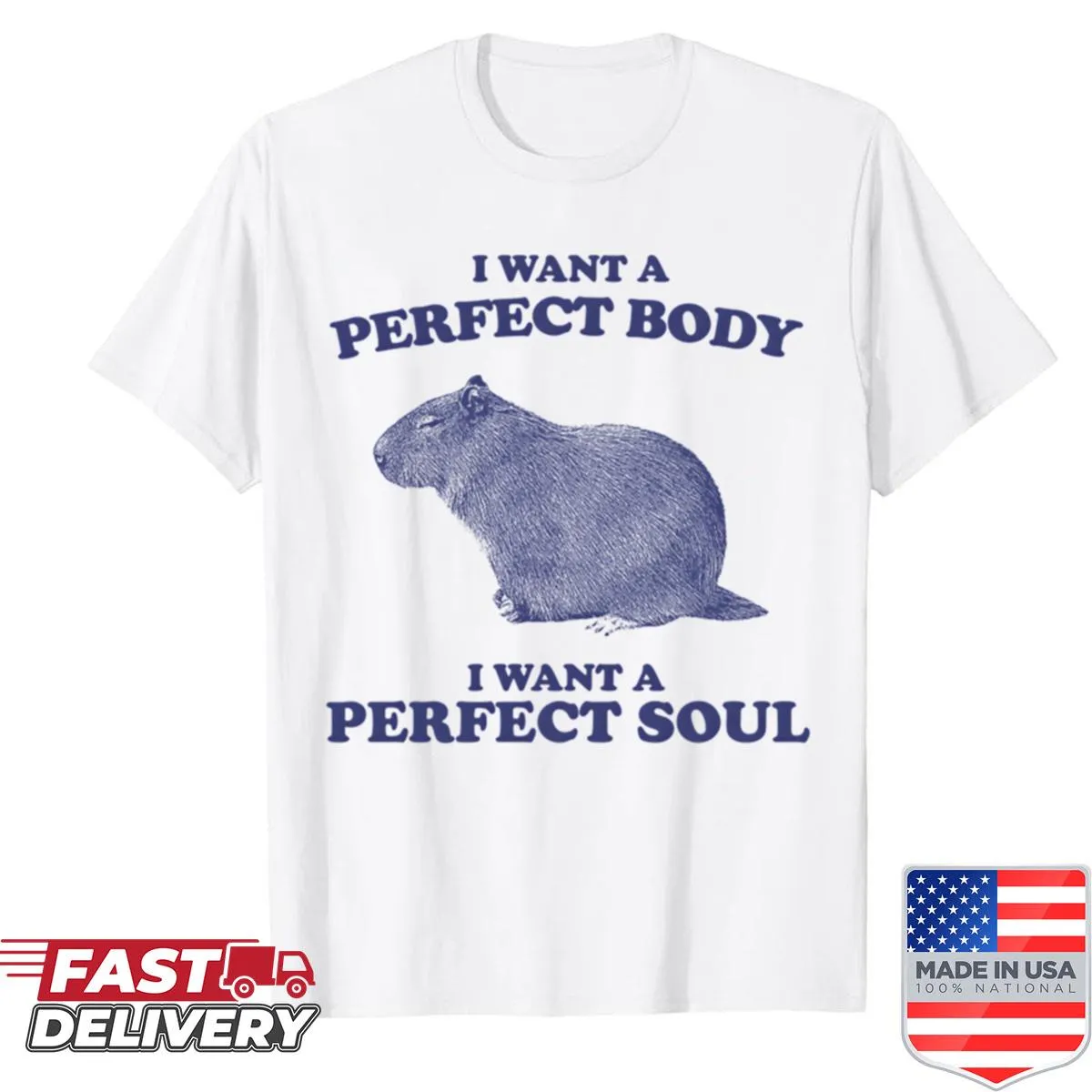 Capybara graphic with humorous quote about body positivity