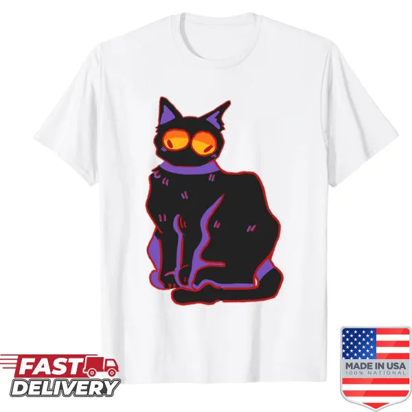 Adorable cat witch design on a t-shirt