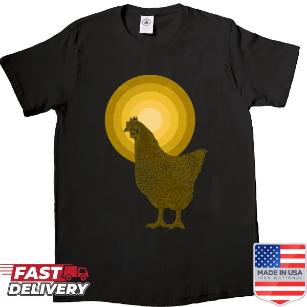 Playful chicken graphic t-shirt with whimsical illustration