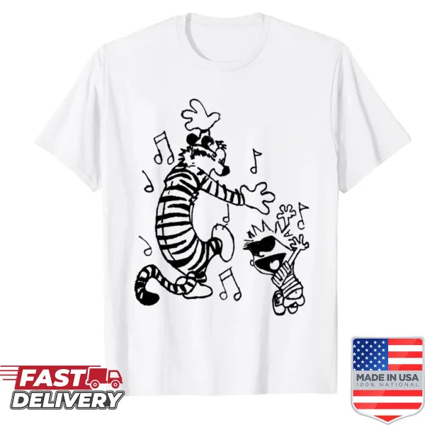 Whimsical shirt showcasing retro duos and comics for kids