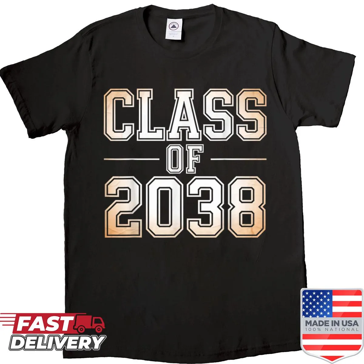 Illustrative shirt celebrating Class of 2038 for future students