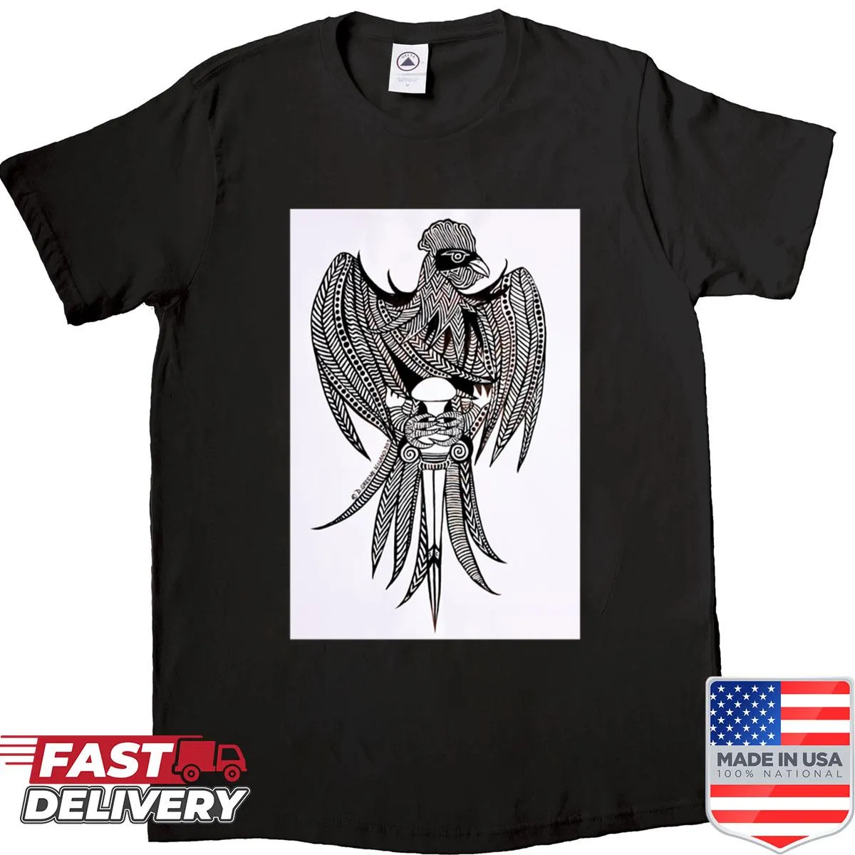 Long shirt featuring edgy cock tattoo graphic