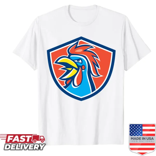 Oversized shirt with illustration of crowing rooster