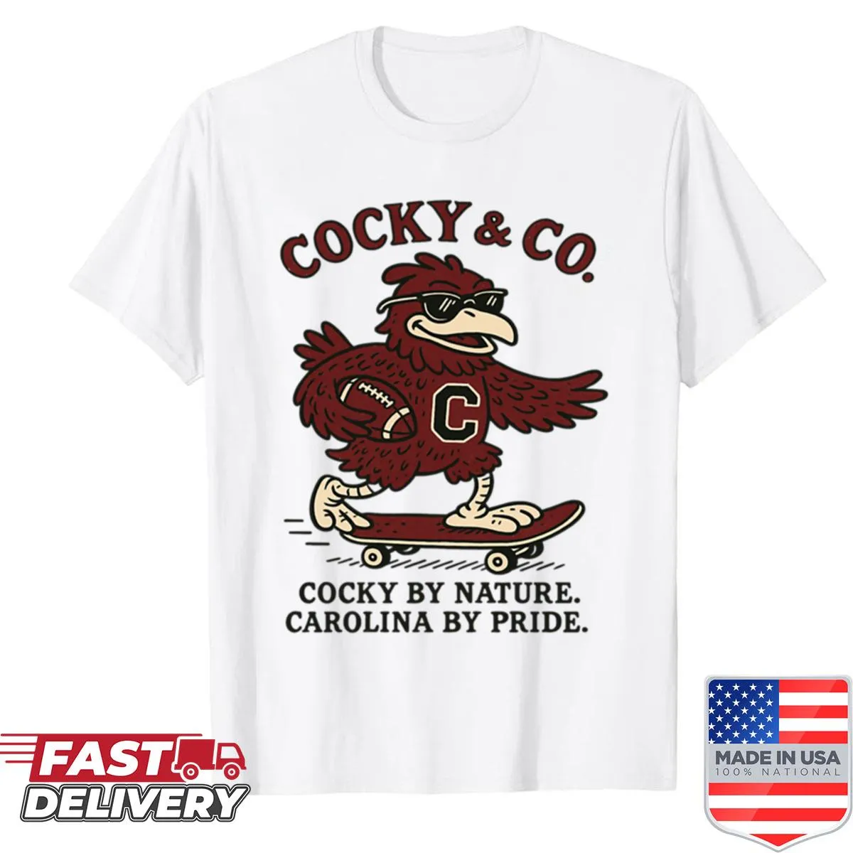 Vintage Gamecock graphic tee with skater theme