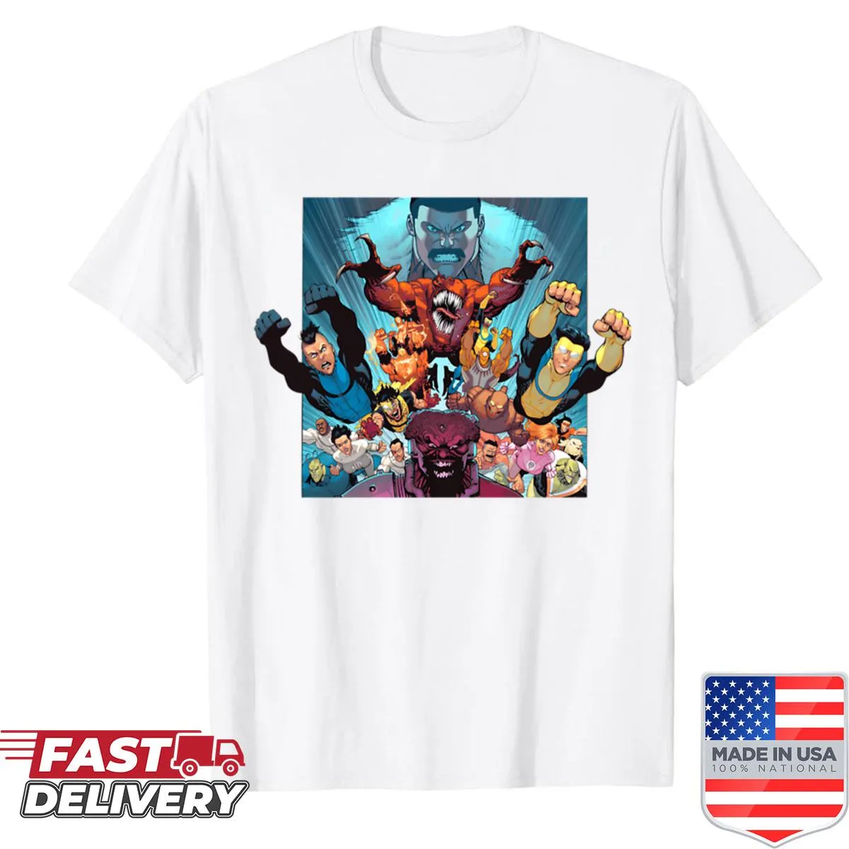 Vintage Comic-style shirt featuring a superhero dad cartoon character