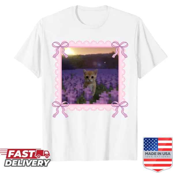 Oversized shirt featuring a cute Minecraft kitty character for kids.