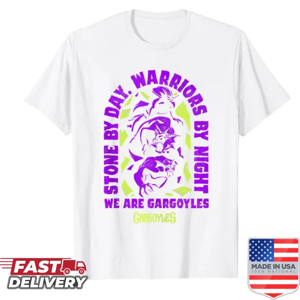 Vintage-style shirt with mythical creatures and a stone backdrop design