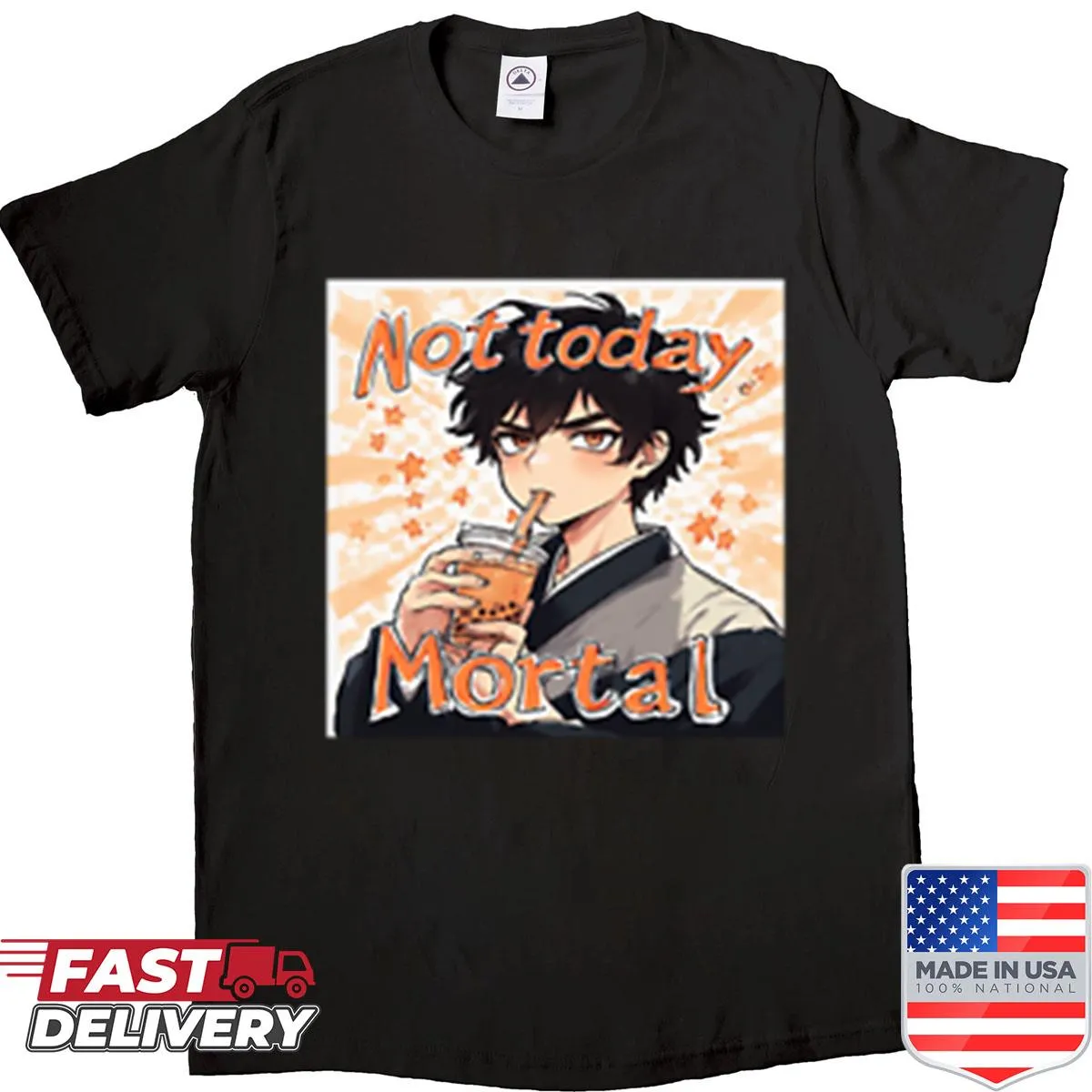 Illustrated shirt with a cute annoyed anime boy character