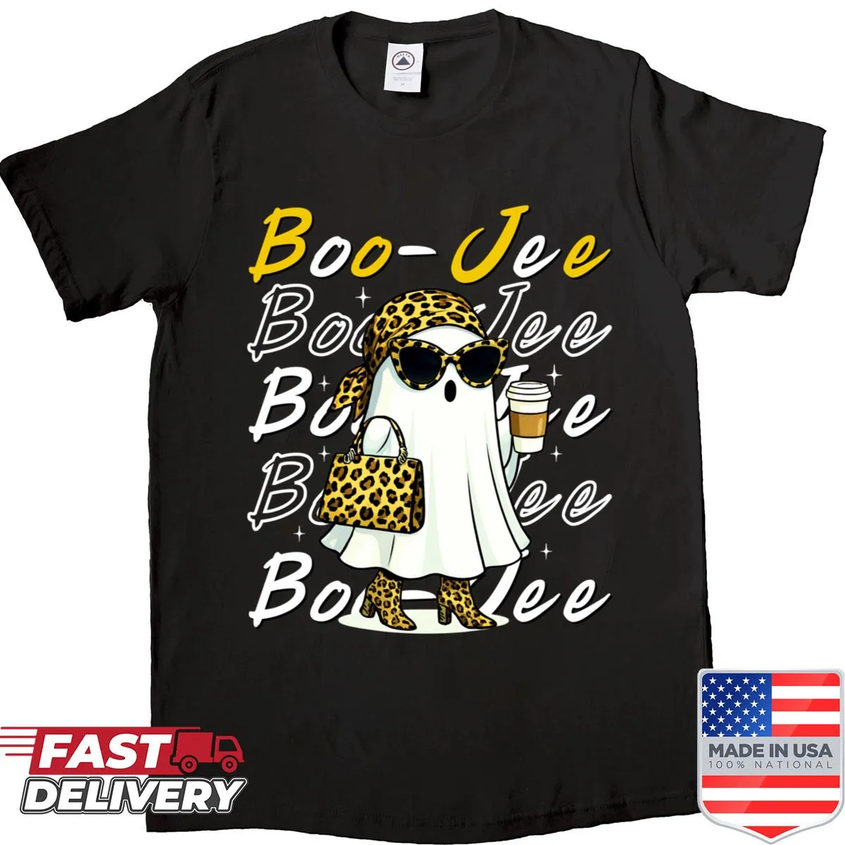 Funny ghost leopard design with a boujee twist on a shirt