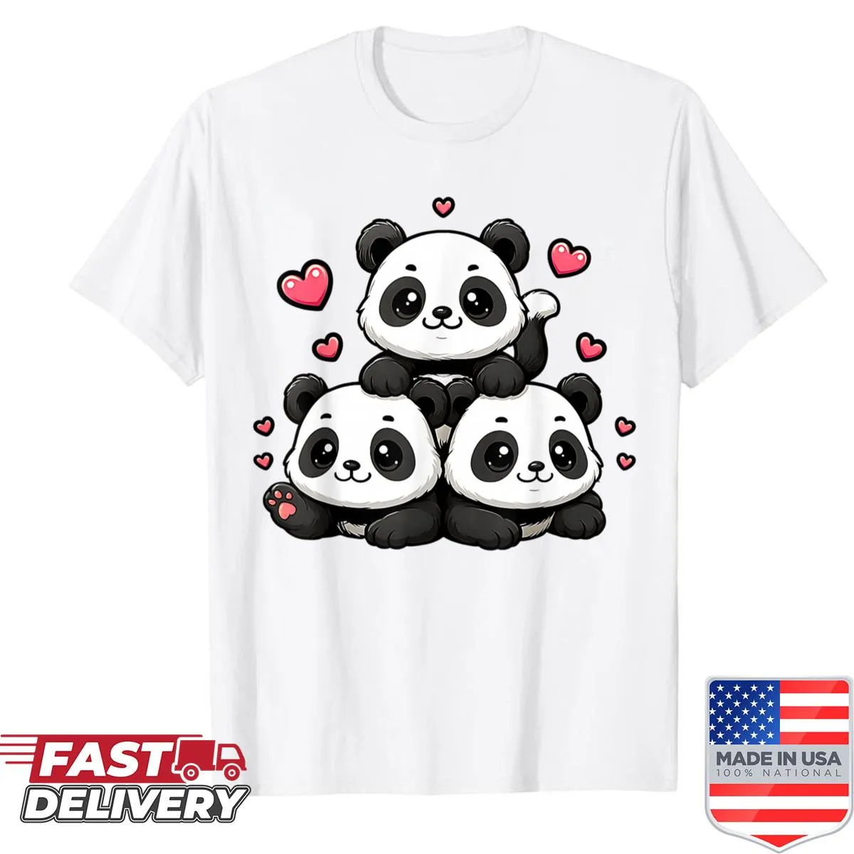 Kawaii-style shirt with cute pandas designed for panda lovers