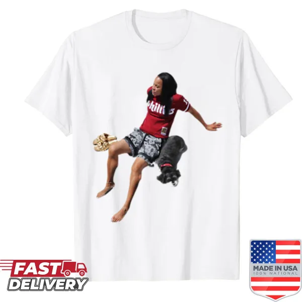 Oversized shirt featuring Dawn Staley with her dog design