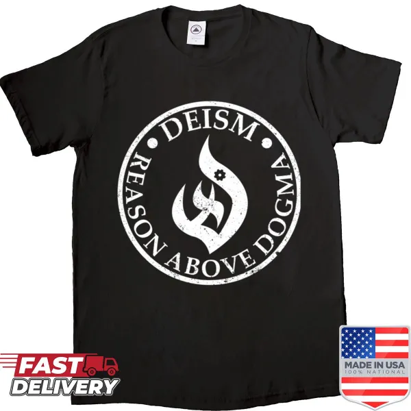 Shirt with the phrase 'Reason Above Dogma'