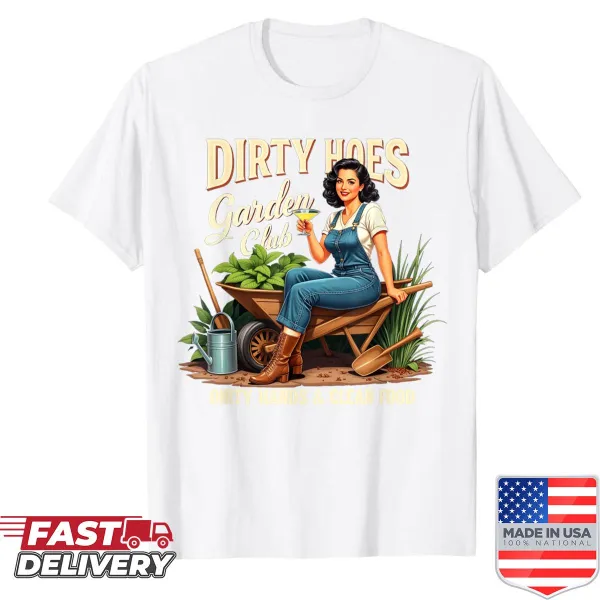 Playful floral graphic t-shirt with gardening humor