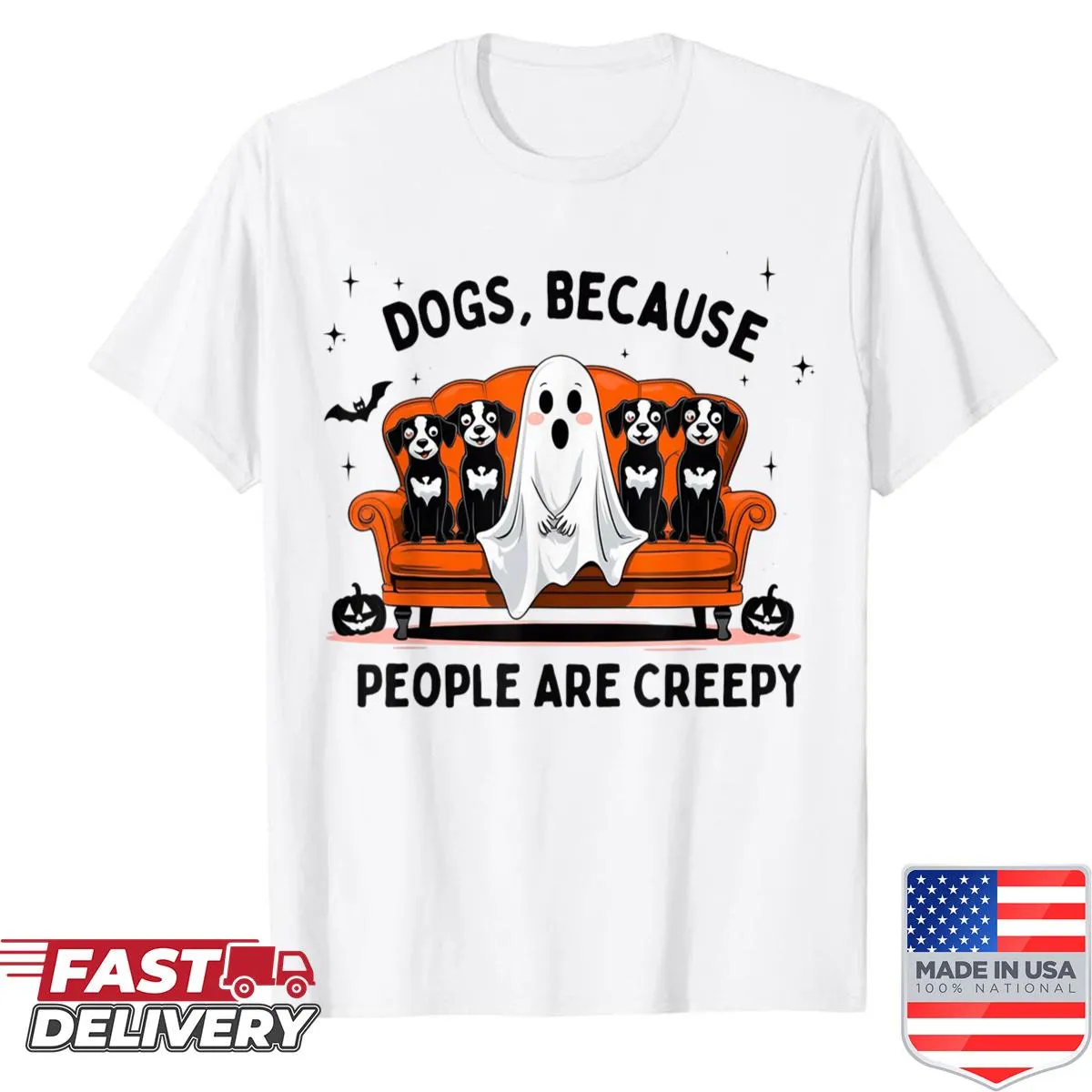 Funny Halloween shirt with ghost dog and text about dogs