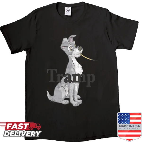 Vintage cartoon shirt with a romantic couple, spaghetti, and dogs