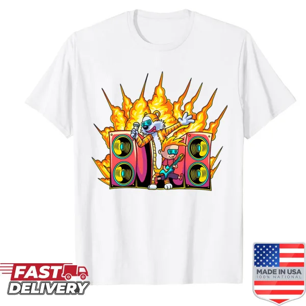Retro comic-inspired shirt featuring imaginative cartoon illustrations