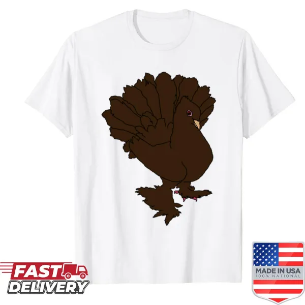 Illustration of a cute fantail pigeon in chocolate theme