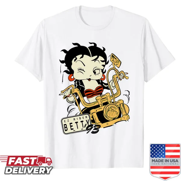 Vintage cartoon-inspired shirt with a whimsical girl illustration