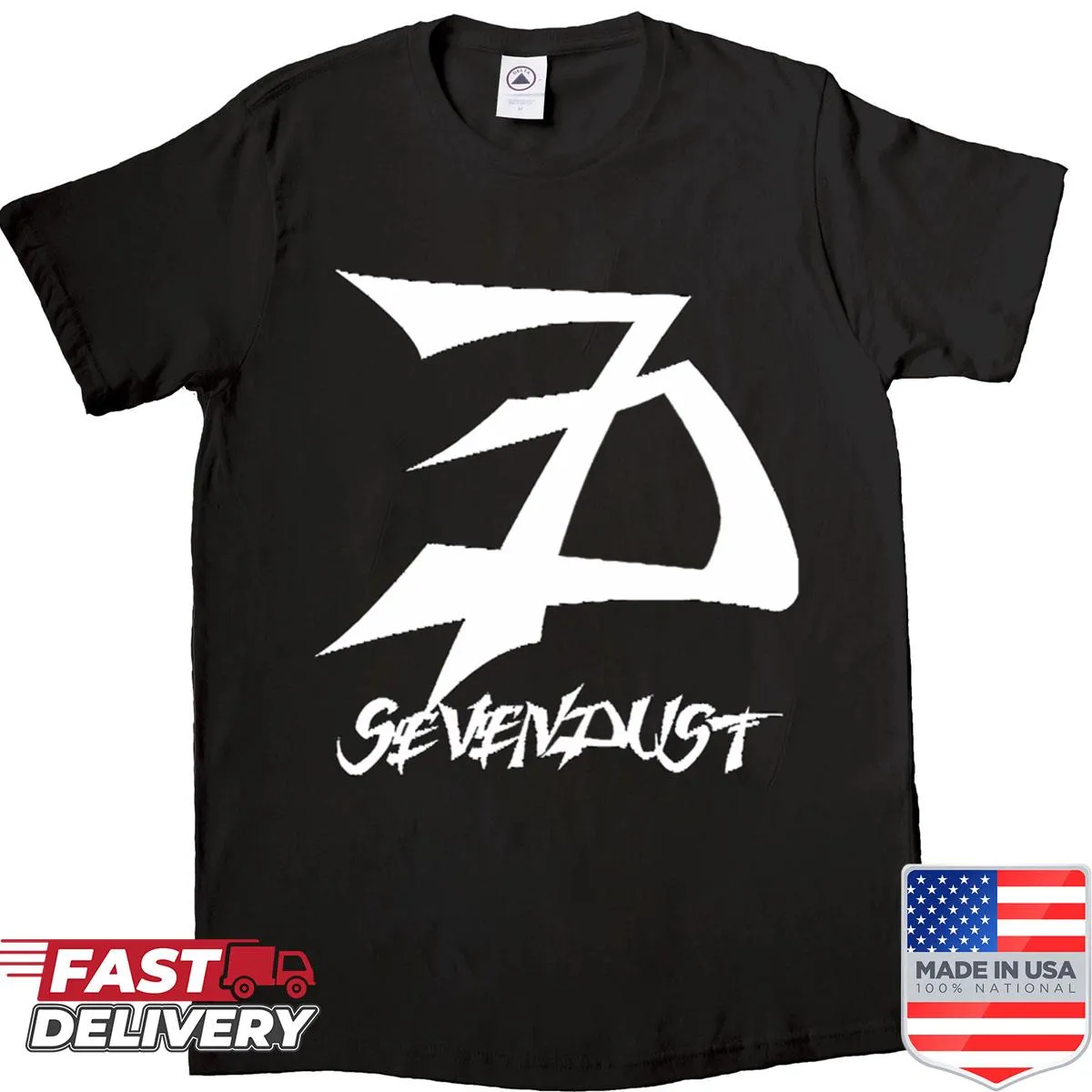 Vintage-style Sevendust band shirt with classic graphics