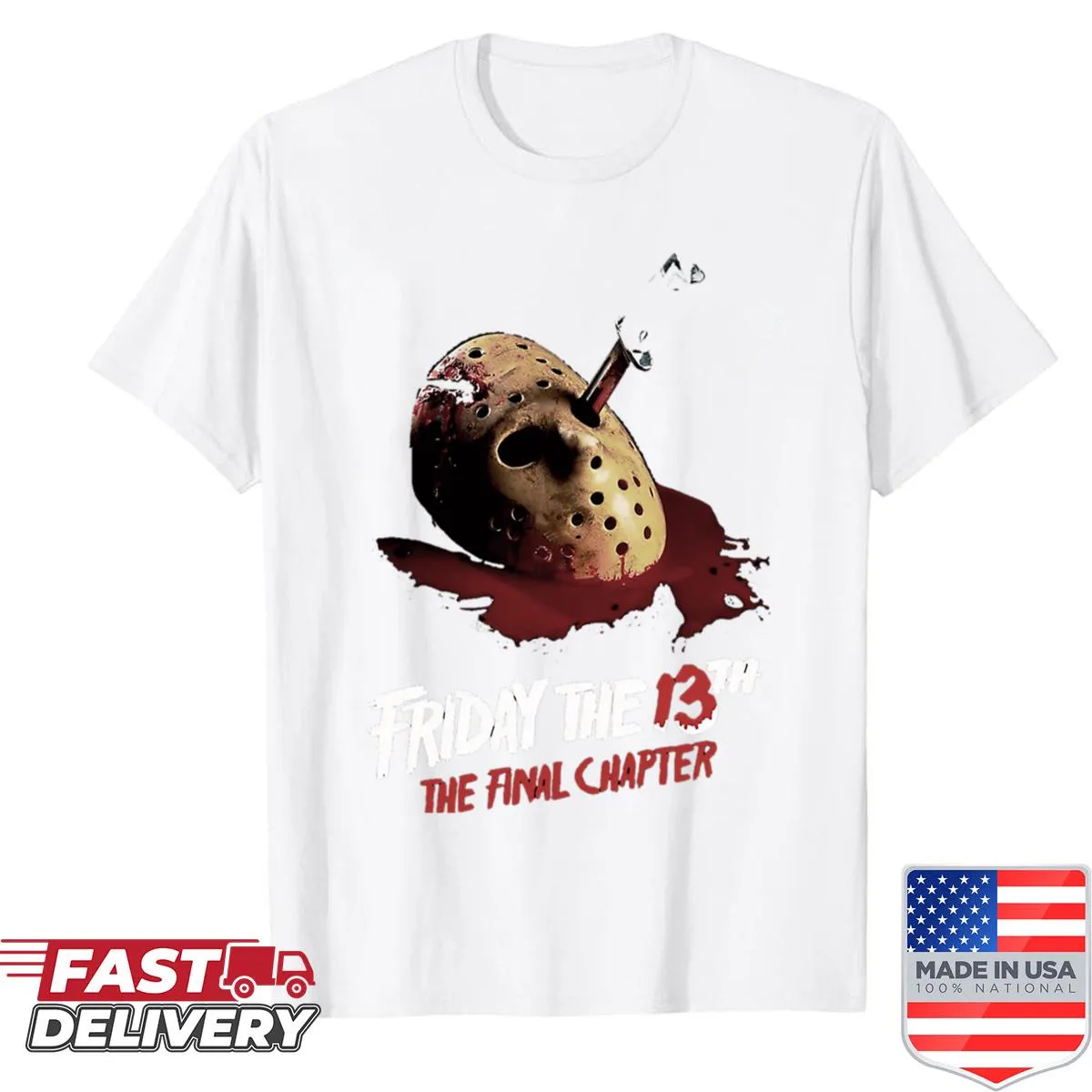 Vintage logo with classic horror film theme on a T-shirt