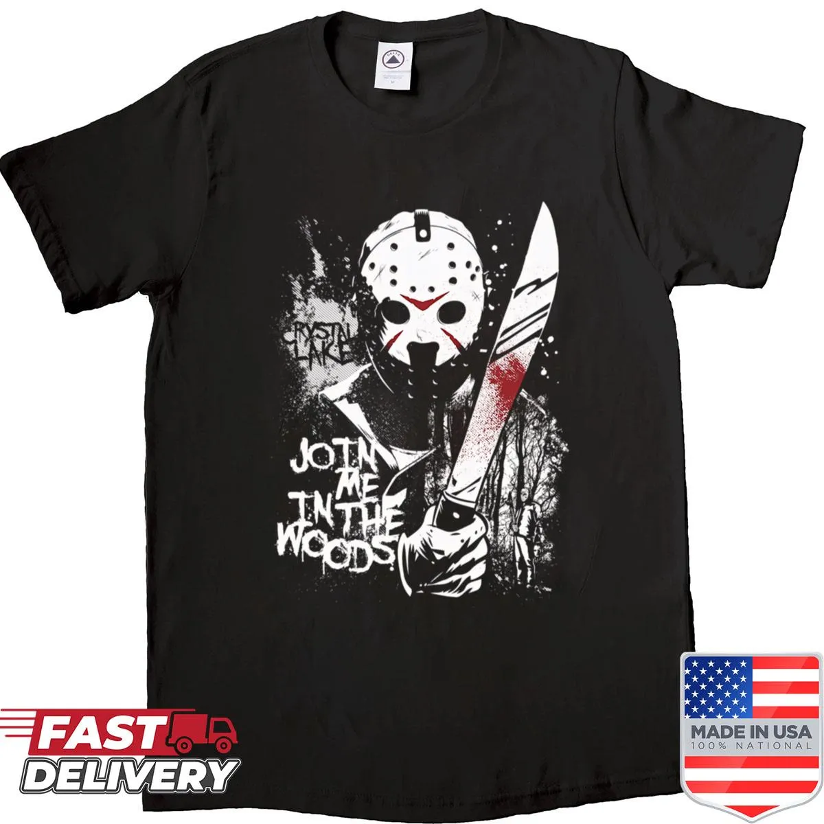 Vintage-style T-shirt featuring horror movie logos