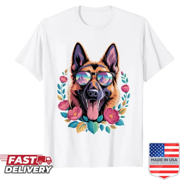Floral shirt featuring a German Shorthaired Dog illustration