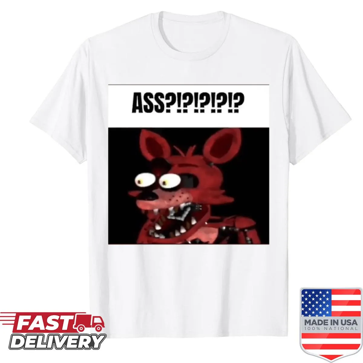 Oversized shirt featuring a humorous Foxy character from FNAF